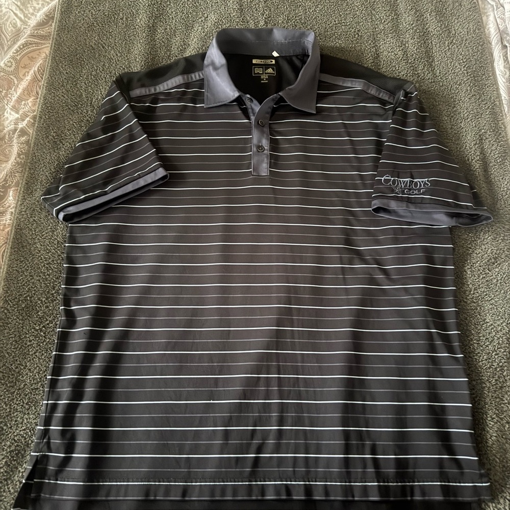 Mens Adidas, Dallas Cowboys, Golf shirt blue stripes